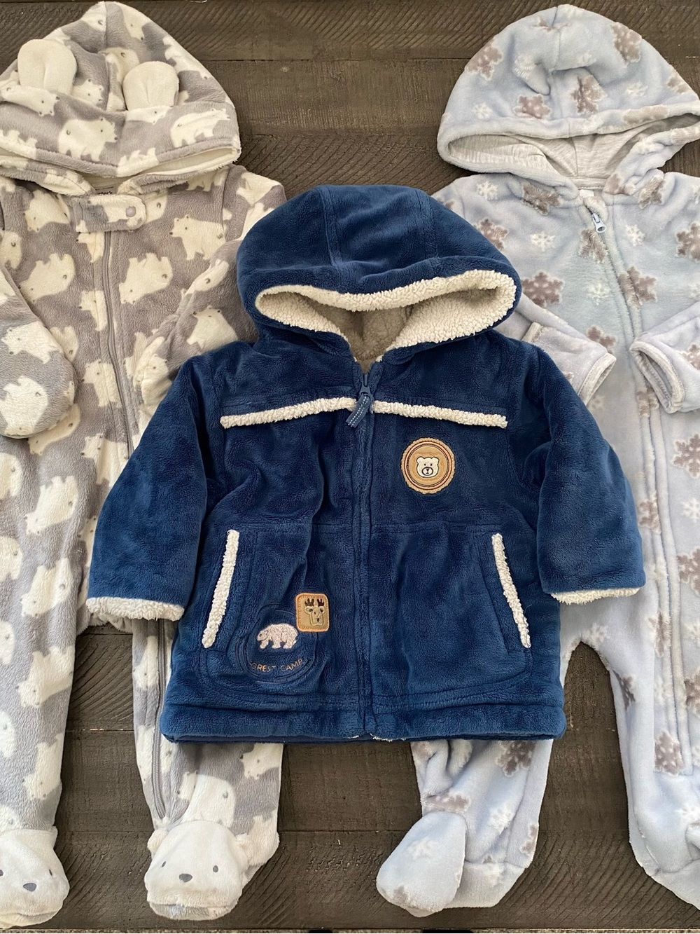 Baby 6-9 Months Fleece Bodysuit Prams Jumpers & Hooded Coat Winter Bundle Lot